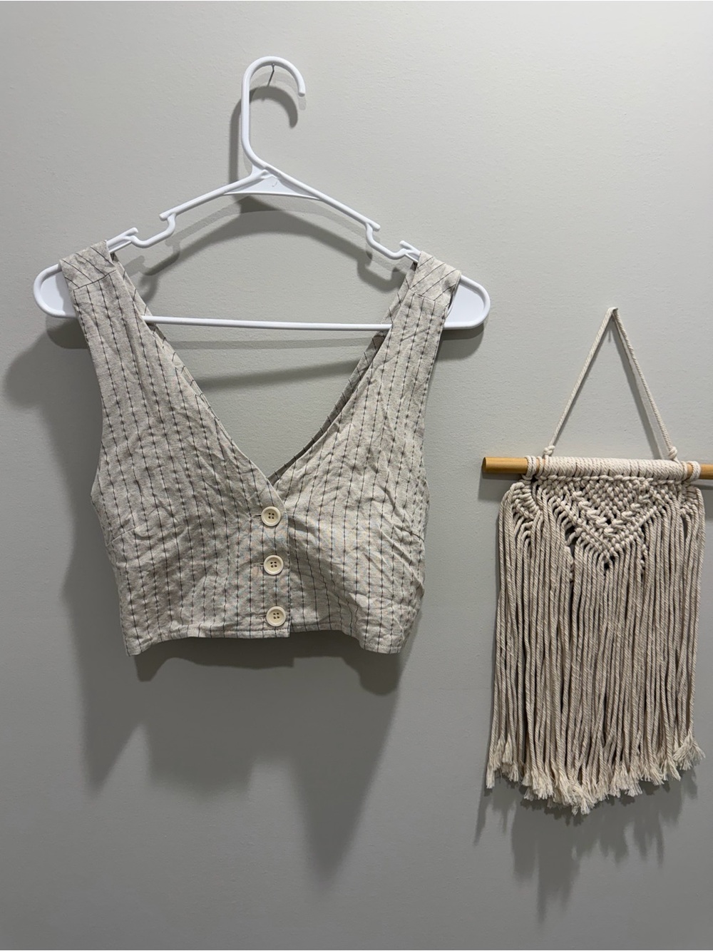 BEIGE PINSTRIPE VEST